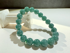 9.5mm High-Grade Natural Untreated Blue Jadeite Beaded Bracelet | 危料翡翠