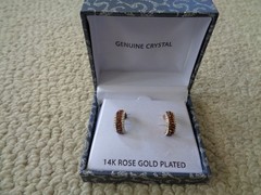 Kohl’s 14Kt Rose Gold Plated Rootbeer Crystal Huge Hoop Earrings Thailand NIB