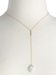 NWT $110 Kendra Scott Andi Y Lariat Necklace Baroque Pearl 14k Gold Plated