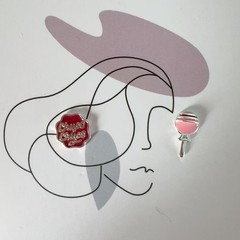 🍭 Cute Chupa Chups Lollipop Enamel Stud Earrings – Asymmetrical – Brand New