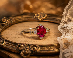 Lab Created Red Ruby Ring, Base Metal: Brass Finish: Gold Plated