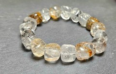 Pebble Cube Herkimer Diamond Bead Bracelet 12mm – Natural Gemstone Jewelry
