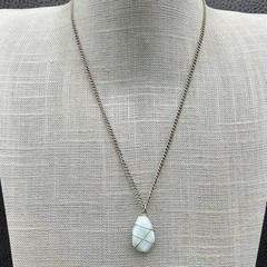Kenneth Cole Necklace Wire Wrapped Blue Stone Pendant Gold Tone Womens Jewelry