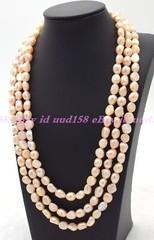 8-9mm Natural Genuine Pink Freshwater Baroque Pearl Necklace 16-100″