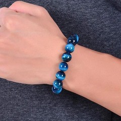 1Pc Blue Tiger Eye Stone Beaded Bracelet 6/8/10mm Natural Strand Jewelry