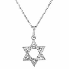 925 Sterling Silver Classic Jewish Star of David CZ Pendant Necklace