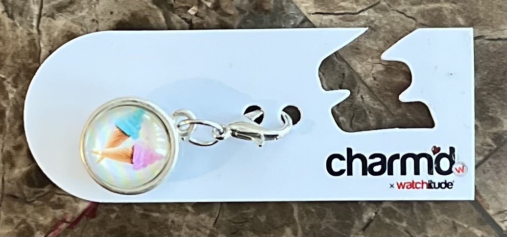CHARM’D BY WATCHITUDE – Bracelet Ice Cream Silver Tone Double Sided Charm NEW