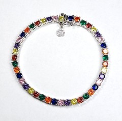 LUSTRO STELLA Multi Color CZ Sterling Silver Tennis Bracelet 6.5″ or 8″ NEW