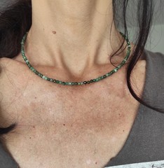 Green Agate Stone Fine Necklace, Adjustable Choker Handmade Steel Tree