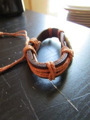 New Old Stock Leather Bracelet With Gold Tone Aries Charm Brown Black