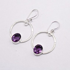 African Amethyst Gemstone Sterling Silver Jewelry Handmade Earrings Gift 1.37”