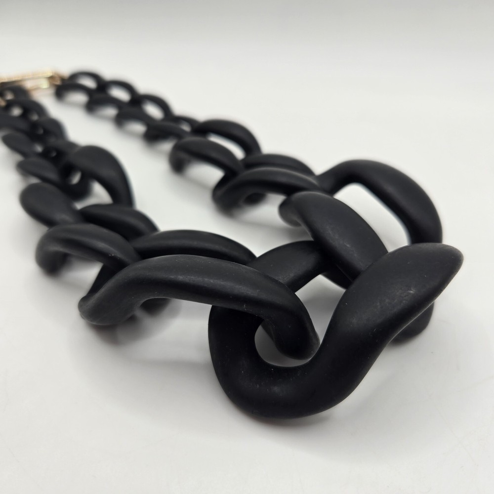 Chunky Link Necklace – Fun Flair Statement Large Black Sweater Chain ~9 in
