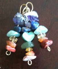 Chakra Balancing 8 Gem-3 Pendants Goldtone Metal Wire-Heart Turquoise Gemstone