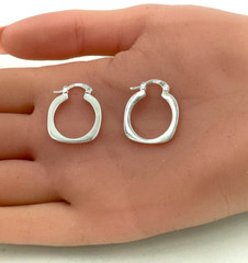 Solid Square Loop Earrings Sterling Silver