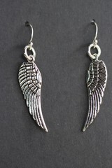 Feather Charm Earrings 925 sterling silver Hooks Angel Wings Pewter Charms
