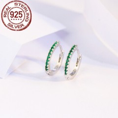 14mm 925 Sterling Silver Small Huggie Hoop Earrings Women Cubic Zirconia Jewelry