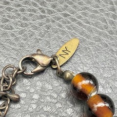 NY Necklace Beaded Statement Chunky Red Gold Cream Brown Floral Beads 16 Inch
