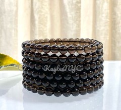 Wholesale Lot 6 Pcs Natural Smoky Quartz 6mm 7.5” Crystal Stretch Bracelet