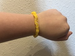 Lot of 2 Braided Rubber Bracelets Yellow & Pink Adjustable Tie Closure
