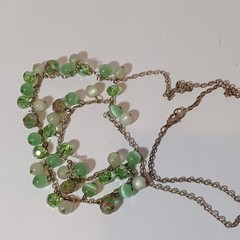 Croft & Barrow Green Bead Necklace Simulated Crystal AB, Moonglow, Lampwork