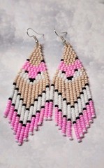 Beaded Fix Desing Chandelier Earrings. Fox Desing. Long 3.5 In