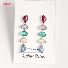 Other Stories Geometric Crystal Drop Earrings Chic Women Vacation Jewelry 2Color