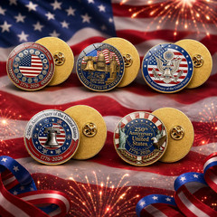 250 Years of Freedom American Enamel Lapel Pins Bulk, 10 Large, Multicolor