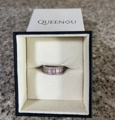 Queenou~Pink Radiance~Cubic Zirconia~Eternity Ring~Sterling Sllver~Size 7