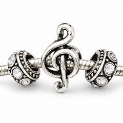 Music Clef Note Large Hole Charm + Birthstone Beads For European Charm Bracelets