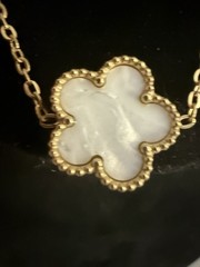 Mother of Pearl Look Stainless Steel Gold Plated Necklace. Lux Inspired. NWT