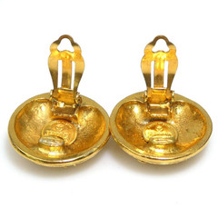 CHANEL Earrings Alphabet Logo Gold Tone Metal Clip-on Stamped Authentic