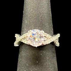 Crystal Ring Size 6 Silver Tone Base Metal Crossover Band Fashion Jewelry