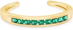 Simulated Diamond Emerald Channel Set 14k Gold Plated Adjustable Toe Ring