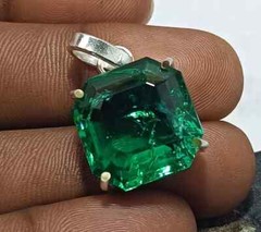 40.35 Ct Stunning Emerald 925 Solid Silver Square Cut Pendant Gemstone
