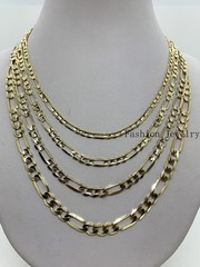 14K Solid Yellow Gold Figaro Link Chains Necklace Men’s/Women’s 4mm-6mm 18″-30″