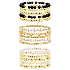 5Pcs Women Girls Gold Tone Boho Stackable Beaded Stretch Bracelets Wedding Gift