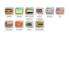 World flags Countries K-Z 9mm Italian charms fits classic italian charm bracelet