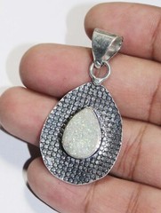 Titanium Druzy Pear Shape Gemstone Handmade Pendant Jewelry Size 1.5 inches
