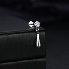 1/2Pcs Stainless Steel Threaded Stud Earrings CZ Dangle Helix Conch Piercings
