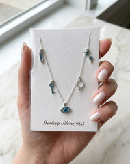 Sterling Silver Turquoise Charm Necklace • Evil Eye • Ballet Shoe • Key • Ring