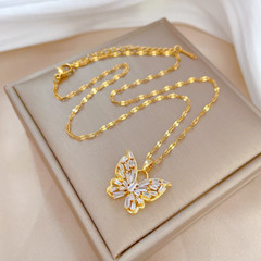 Women’s Fashion Jewelry Cubic Zircon Gold Butterfly Pendant Necklace 484