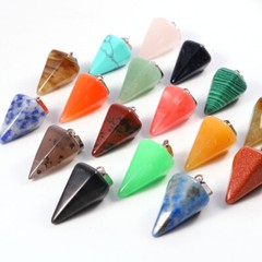 Natural Quartz Hexagonal Stone Pendant Healing Reiki Crystal Pendants 15pcs