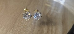 GRA 7.5mm Round Moissanite Stud Earrings White/Colorless Gold Plated