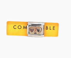 Nomination Composable Classic Link Double Heart Charm 18K Yellow Gold 030116/03