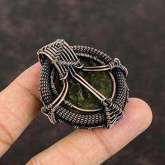 Gift For Her Moldavite Wire Wrapped Tree Of Life Pendant Copper Jewelry 1.81″
