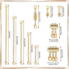 36 Pcs Necklace Extender 5 Style 2 Colors Gold and Silver Clasps Chains for Wome