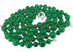 Long Charming Necklace Round Green Jade 6mm 10mm Natural Gemstone Beads 50″