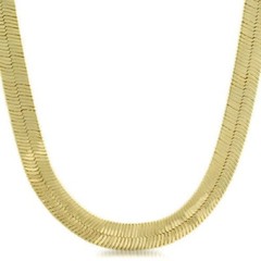 Made in USA. HUGE 30″ length,8mm width,24k Yellow Gold Bonded Herringbone Chain