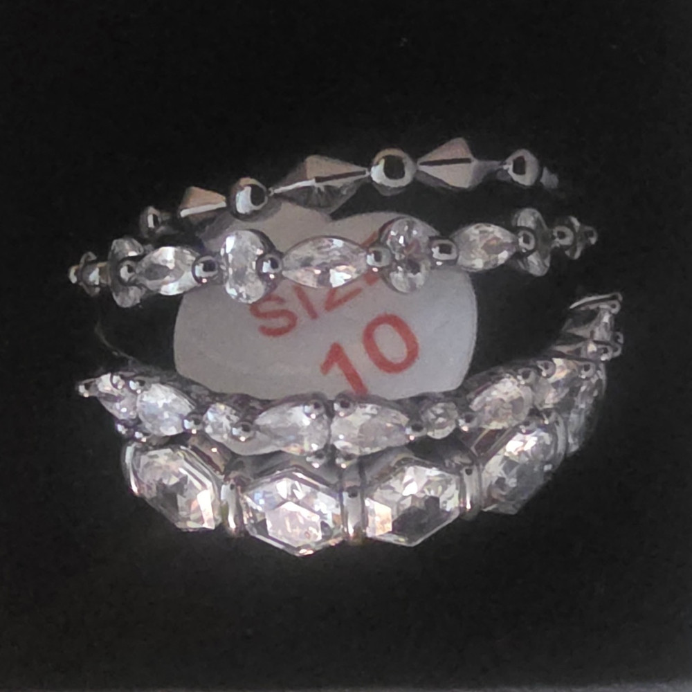 Bomb Party Delicates CZ Band Ring Hematite Plated Silver, Size 10, RG22091