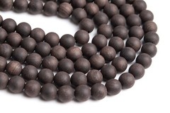 8MM 108 Pcs Ebony Blackwood Mala Beads Natural Wood Black Round Beads 35″